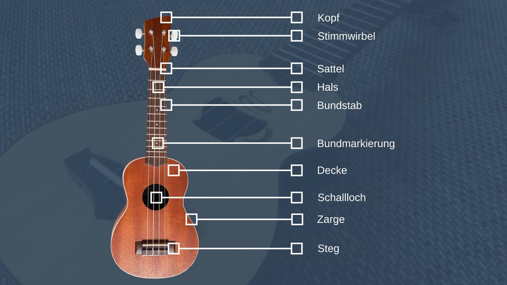 Ukulele Beschriftung